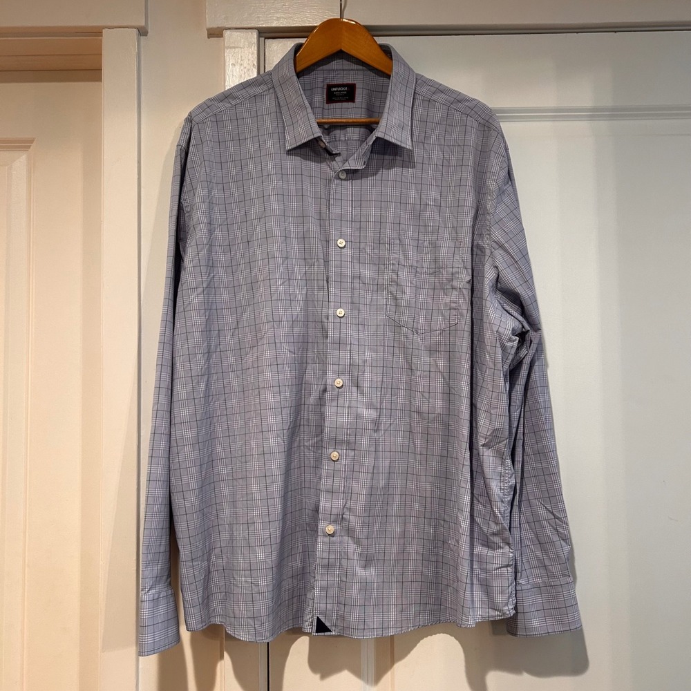 UNTUCKit Mason Performance Plaid Button Up Shirt Mens XXXL Blue Career Classic